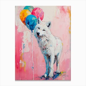 Cute Arctic Wolf 2 With Balloon Canvas Print