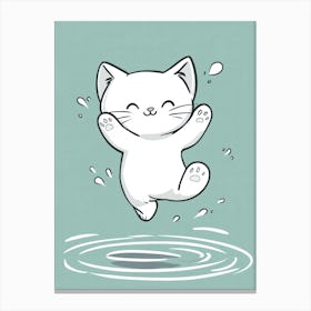 Kitty Jumping In Water Canvas Print