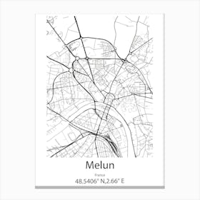 Melun,France Minimalist Map Canvas Print