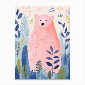 Playful Illustration Of Grizzly Bear For Kids Room 3 Canvas Print