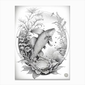 Ochiba Shigure 1, Koi Fish Haeckel Style Illustastration Canvas Print