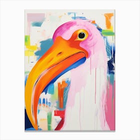 Colourful Bird Painting Stork 2 Canvas Print