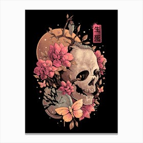 Time of the Death - Skull Flowers Gift Canvas Print