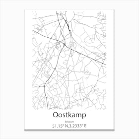 Oostkamp,Belgium Minimalist Map Canvas Print