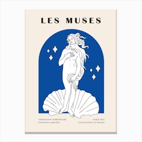 Les Muses Print Blue Canvas Print