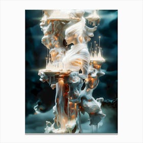 "Futuristic City: Fantasy Castle with Resin Figurine" Canvas Print