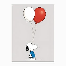 Snoopy With Balloons Canvas Print