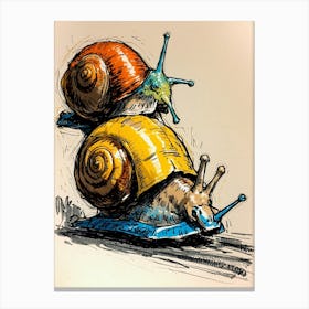 Snails On A Bike Canvas Print