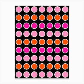 Vintage Colorful Polka Dots Canvas Print