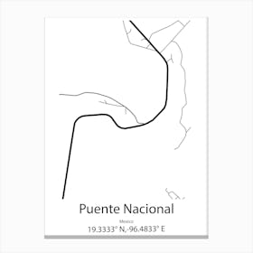 Puente Nacional,Mexico Minimalist Map Canvas Print