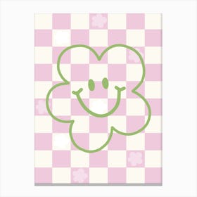 Flower On A Checkered Background Canvas Print