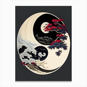 Yin and Yang Symbol 3, Japanese Ukiyo E Style Canvas Print