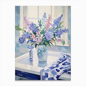 A Vase With Bluebell, Flower Bouquet 3 Canvas Print