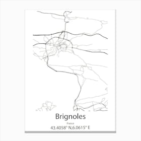 Brignoles,France Minimalist Map Canvas Print