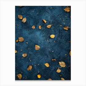 Autumn Leaves On A Blue Background 1 Canvas Print