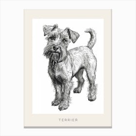 Cute Terrier Dog Line Art 3 Poster Canvas Print