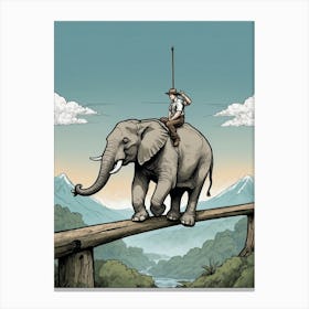 Elephant On A Bridge Canvas Print