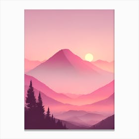 Misty Mountains Vertical Background In Pink Tone 12 Canvas Print