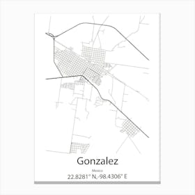 Gonzalez,Mexico Minimalist Map Canvas Print