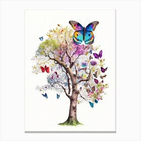 Butterfly In Tree Decoupage 1 Canvas Print