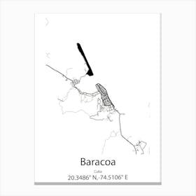 Baracoa,Cuba Minimalist Map Canvas Print