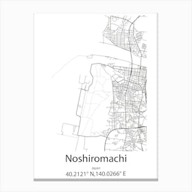 Noshiromachi,Japan Minimalist Map Canvas Print