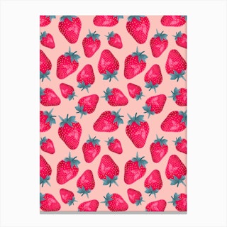 Strawberries Baby Pink Canvas Print