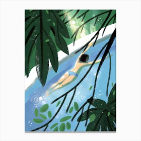 Woman Girl Swimming In The Pool Canvas Print