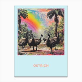 Ostrich Rainbow Poster 3 Canvas Print