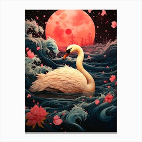 Swan In The Moonlight Canvas Print