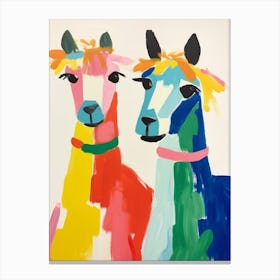 Colourful Kids Animal Art Llama 2 Canvas Print