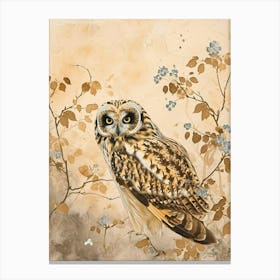 Short Eared Owl Japanese Painting 4 Canvas Print