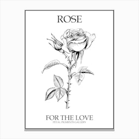 Black And White Rose Line Drawing 8 Poster Canvas Print