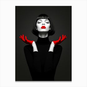 Woman With Red Lipstick Canvas Print