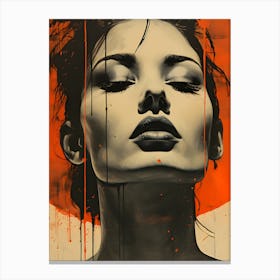 Woman In Black And Orange Canvas Print