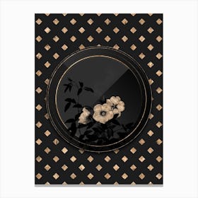 Shadowy Vintage White Rose of Snow Botanical in Black and Gold n.0018 Canvas Print