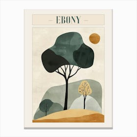 Ebony Tree Minimal Japandi Illustration 4 Poster Canvas Print