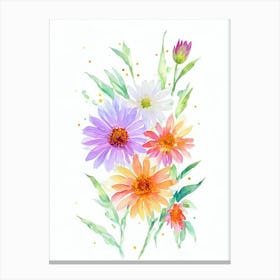 Daisies Watercolour Flower Canvas Print