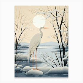 Winter Bird Painting Egret 3 Canvas Print