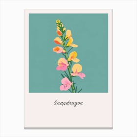 Snapdragon 1 Square Flower Illustration Poster Canvas Print