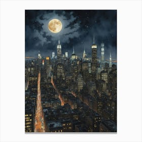 A Nighttime Reverie in New York Canvas Print