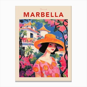 Marbella Spain Fauvist Travel Poster Canvas Print