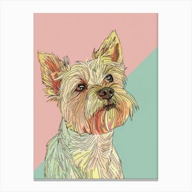 Yorkshire Terrier Dog Pastel Line Watercolour Illustration  7 Canvas Print