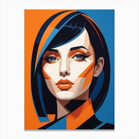 Geometric Fashion Woman Portrait Pop Art Orange (31) Canvas Print