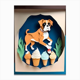 Boxer Dog With Ice Cream 4 Canvas Print