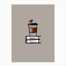 Coffee Cup On Books Canvas Print
