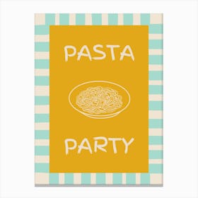 Pasta Party Yellow & Teal Poster Canvas Print