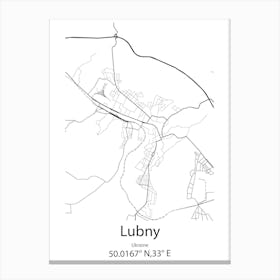 Lubny,Ukraine Minimalist Map Toile