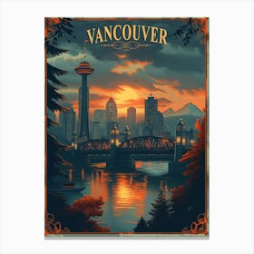 Vancouver, Canada Vintage Travel Poster Canvas Print