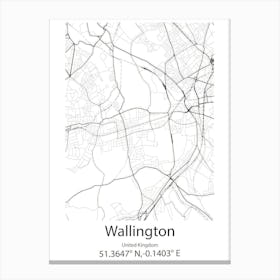 Wallington,United Kingdom Minimalist Map Stampe su tela